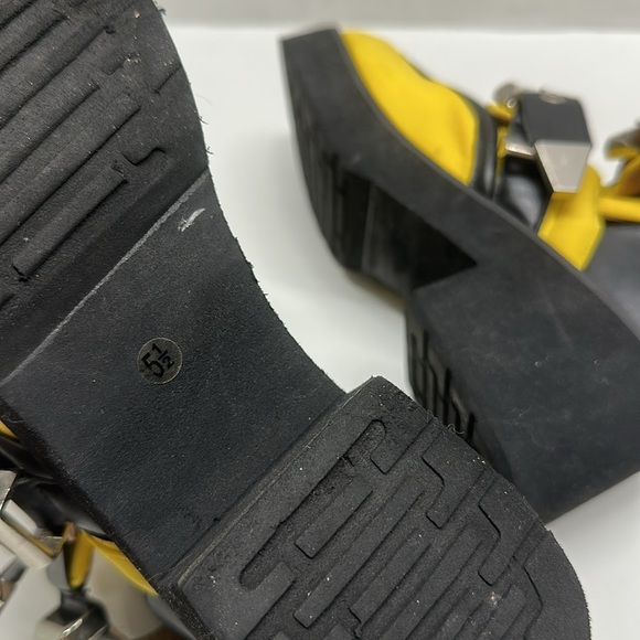 Jeffrey Campbell Coltrane Boots Heeled Leather Neoprene Yellow Black Women's 5.5 - Picture 8 of 9